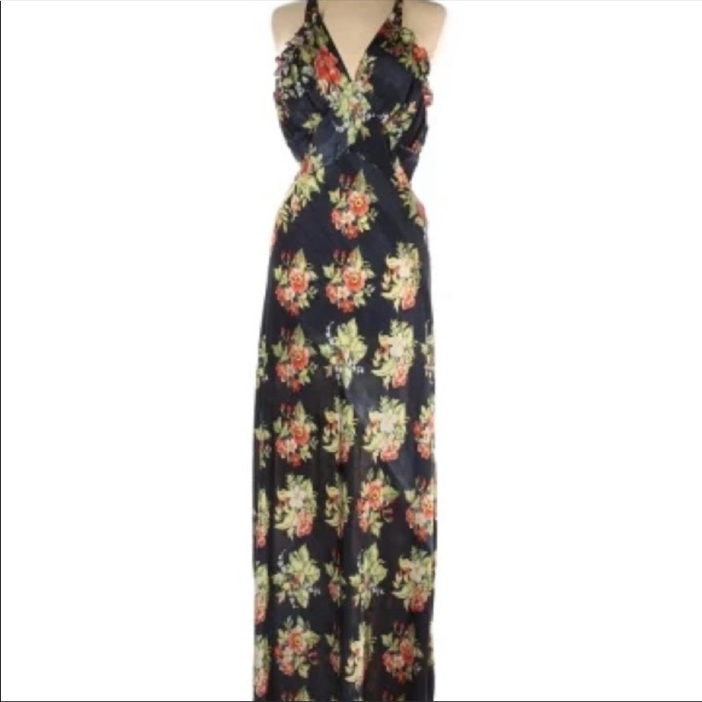 Paco Rabanne black rose printed maxi